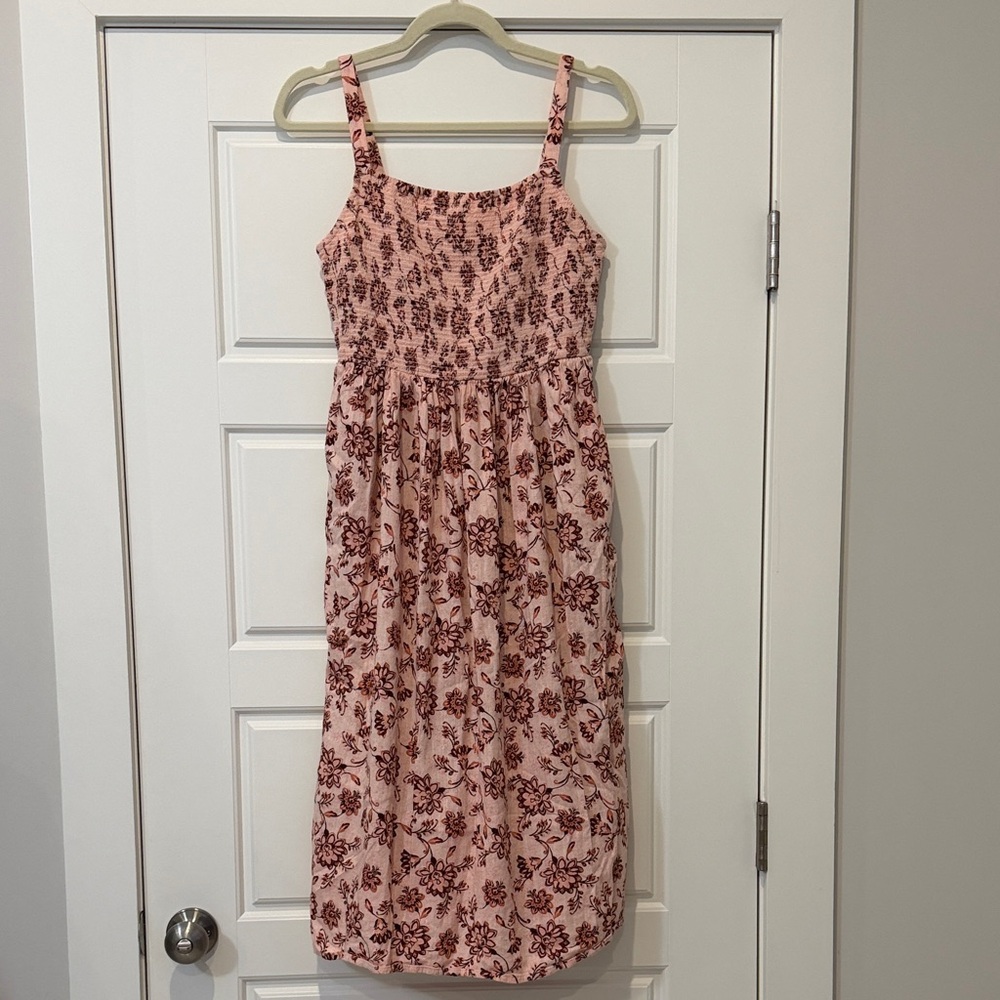 Old Navy Blush and Burgundy Floral Midi Dress